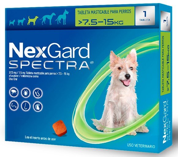 NexGard Spectra Antiplagas Masticable para perro de 7.5 a 15kg